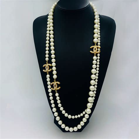 chanel extra long pearl necklace|chanel pearl necklaces for women.